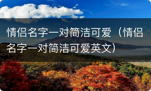 情侣名字一对简洁可爱（情侣名字一对简洁可爱英文）