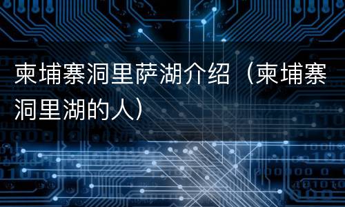 柬埔寨洞里萨湖介绍（柬埔寨洞里湖的人）