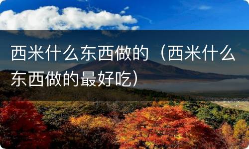 西米什么东西做的（西米什么东西做的最好吃）