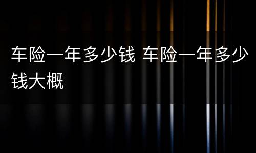 车险一年多少钱 车险一年多少钱大概