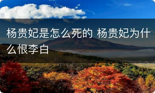 杨贵妃是怎么死的 杨贵妃为什么恨李白