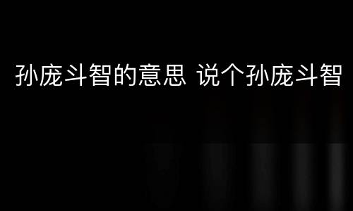 孙庞斗智的意思 说个孙庞斗智