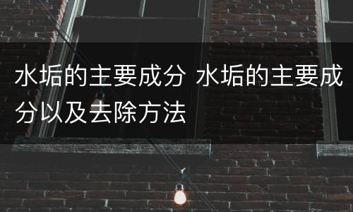 水垢的主要成分 水垢的主要成分以及去除方法