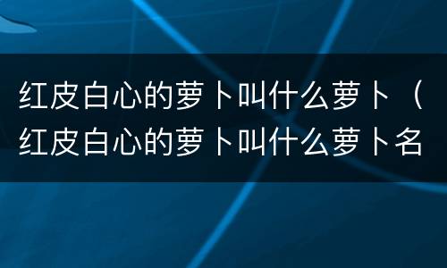 红皮白心的萝卜叫什么萝卜（红皮白心的萝卜叫什么萝卜名字）