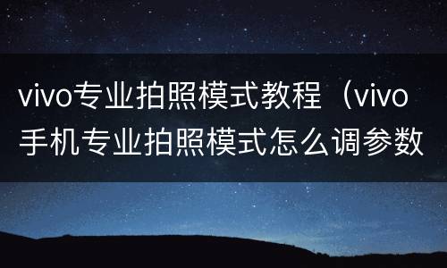 vivo专业拍照模式教程(vivo手机专业拍照模式怎么调参数)