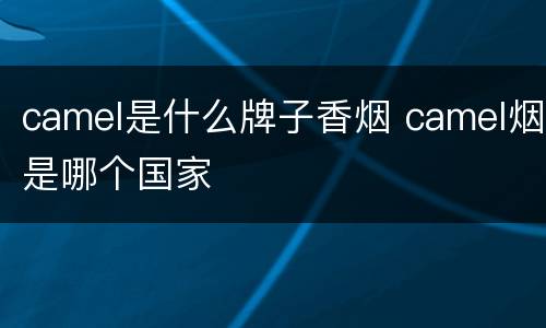 camel是什么牌子香烟 camel烟是哪个国家