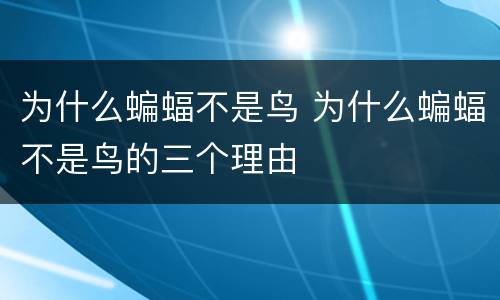 为什么蝙蝠不是鸟 为什么蝙蝠不是鸟的三个理由