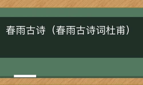 春雨古诗（春雨古诗词杜甫）