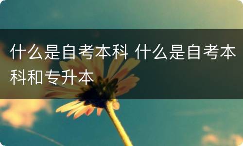 什么是自考本科 什么是自考本科和专升本