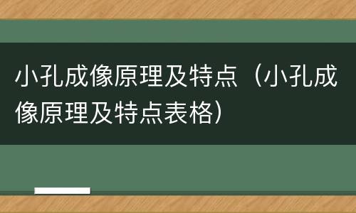 小孔成像原理及特点（小孔成像原理及特点表格）