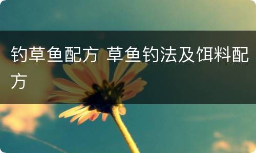 钓草鱼配方 草鱼钓法及饵料配方