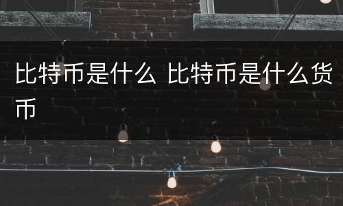 比特币是什么 比特币是什么货币