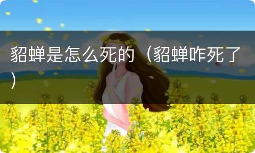 貂蝉是怎么死的（貂蝉咋死了）