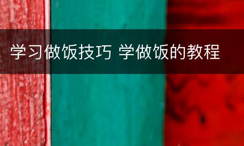 学习做饭技巧 学做饭的教程
