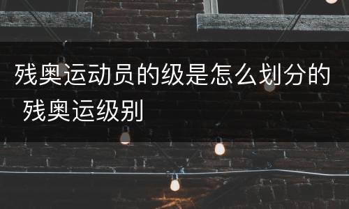 残奥运动员的级是怎么划分的 残奥运级别