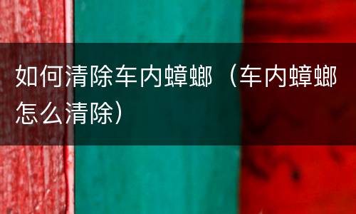 如何清除车内蟑螂（车内蟑螂怎么清除）
