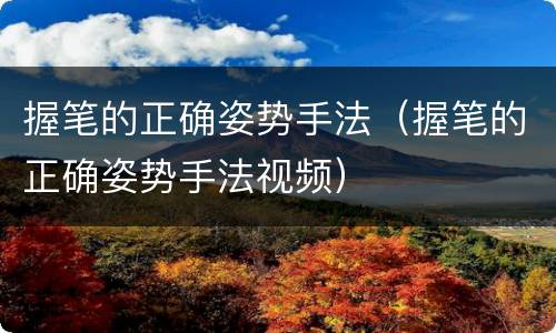 握笔的正确姿势手法（握笔的正确姿势手法视频）