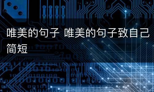 唯美的句子 唯美的句子致自己简短