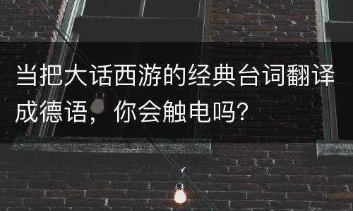 当把大话西游的经典台词翻译成德语，你会触电吗？