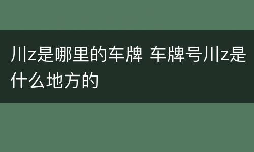 川z是哪里的车牌 车牌号川z是什么地方的