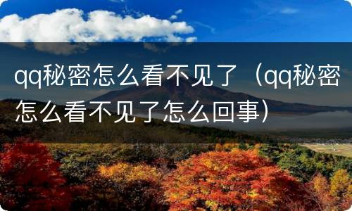 qq秘密怎么看不见了(qq秘密怎么看不见了怎么回事)