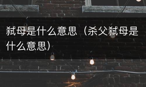 弑母是什么意思（杀父弑母是什么意思）