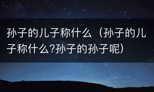 孙子的儿子称什么（孙子的儿子称什么?孙子的孙子呢）