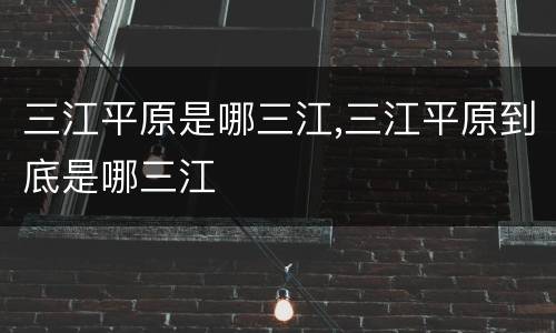 三江平原是哪三江,三江平原到底是哪三江