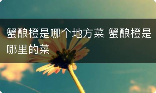 蟹酿橙是哪个地方菜 蟹酿橙是哪里的菜