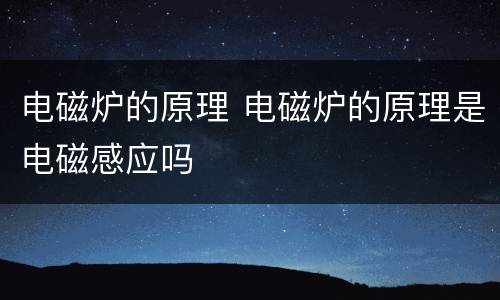 电磁炉的原理 电磁炉的原理是电磁感应吗
