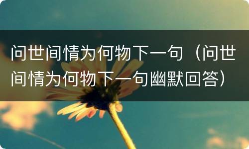 问世间情为何物下一句（问世间情为何物下一句幽默回答）