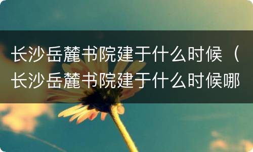长沙岳麓书院建于什么时候（长沙岳麓书院建于什么时候哪个朝代）