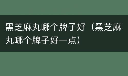 黑芝麻丸哪个牌子好（黑芝麻丸哪个牌子好一点）