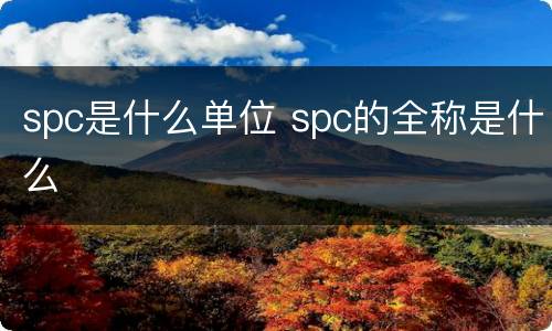 spc是什么单位 spc的全称是什么