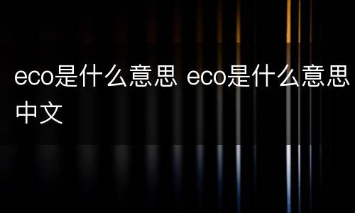 eco是什么意思 eco是什么意思中文