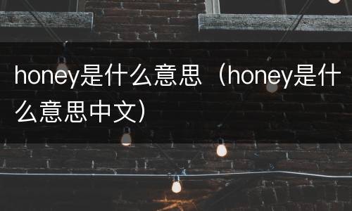honey是什么意思（honey是什么意思中文）