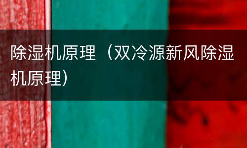 除湿机原理(双冷源新风除湿机原理)