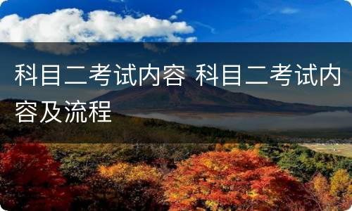 科目二考试内容 科目二考试内容及流程
