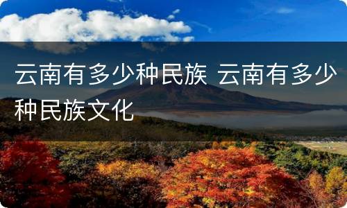 云南有多少种民族 云南有多少种民族文化