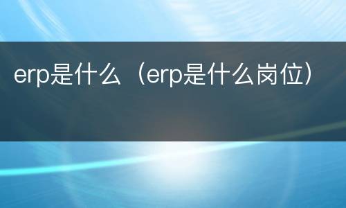 erp是什么（erp是什么岗位）