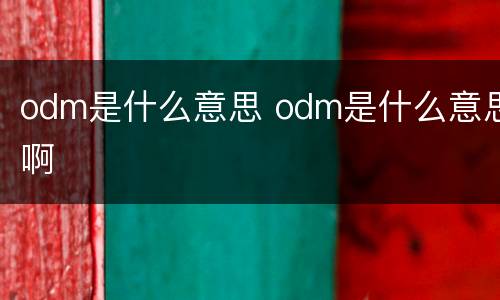 odm是什么意思 odm是什么意思啊