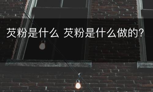 芡粉是什么 芡粉是什么做的?