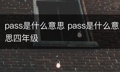 pass是什么意思 pass是什么意思四年级