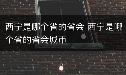 西宁是哪个省的省会 西宁是哪个省的省会城市