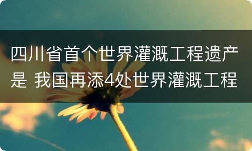 四川省首个世界灌溉工程遗产是 我国再添4处世界灌溉工程遗产