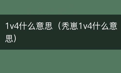 1v4什么意思（秃崽1v4什么意思）