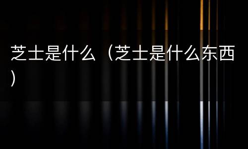 芝士是什么（芝士是什么东西）