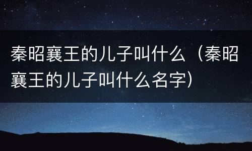 秦昭襄王的儿子叫什么（秦昭襄王的儿子叫什么名字）