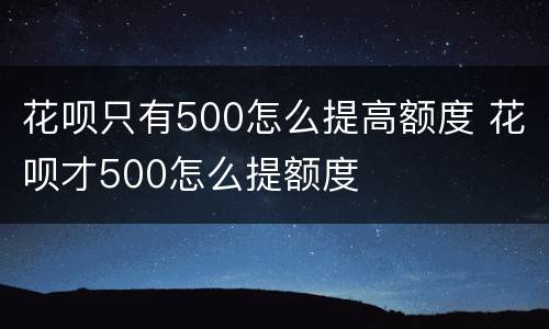 花呗只有500怎么提高额度 花呗才500怎么提额度