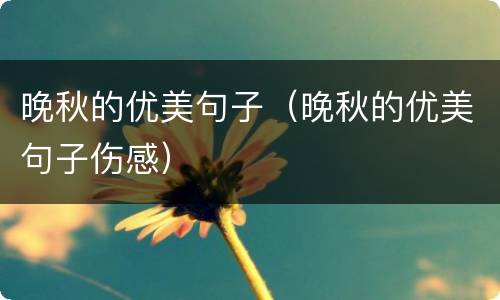 晚秋的优美句子（晚秋的优美句子伤感）